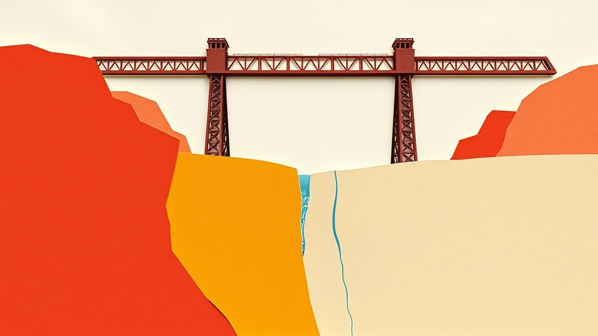 Illustration: A cracked concrete dam wall sits in the foreground, with a small, almost invisible hairline fracture leaking a thin trickle of water.