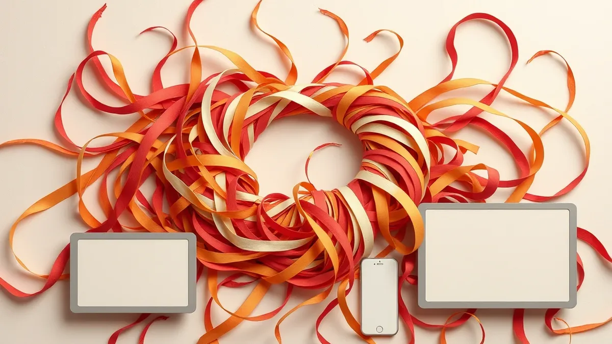 Illustration: A tangled knot of colorful ribbons tightens around a single rare, distinct thread, pulling it into a dense, opaque center.