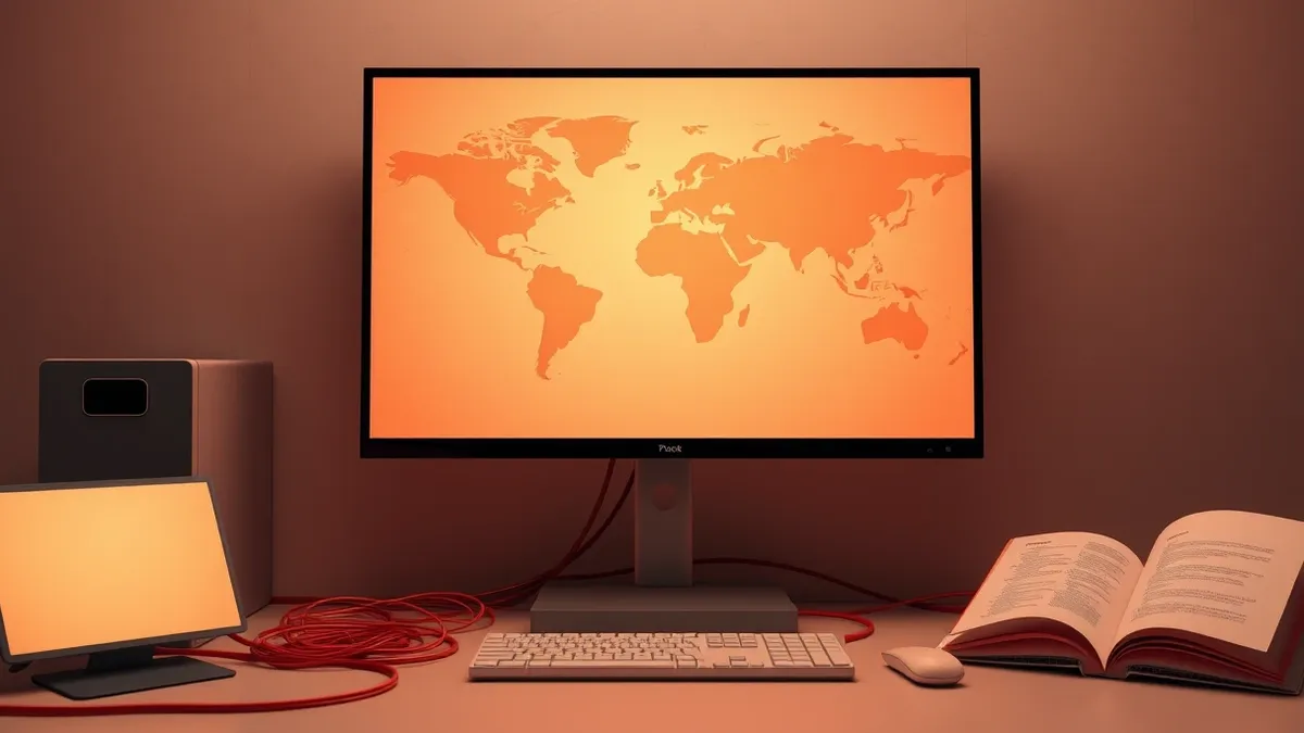 Illustration: A clean, abstract network map glows softly on a large monitor, highlighting specific nodes with subtle color shifts to indicate detected anomalies.