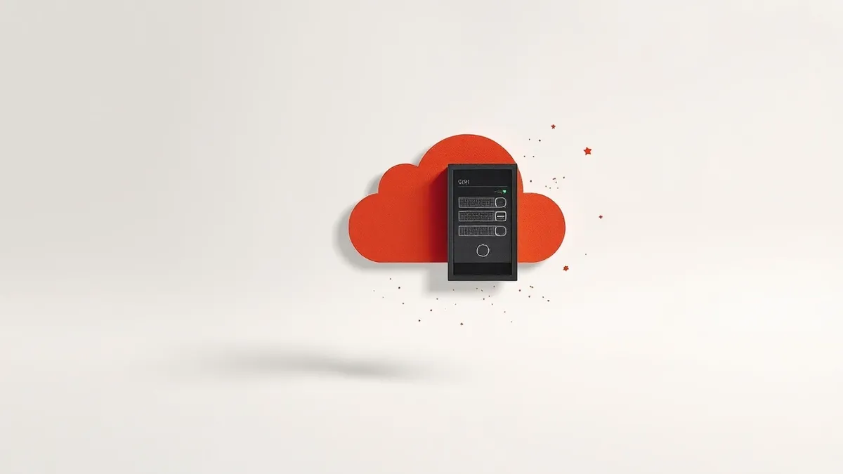 Illustration: A single cloud server icon floats in empty white space, disconnected from any network lines or application structures.