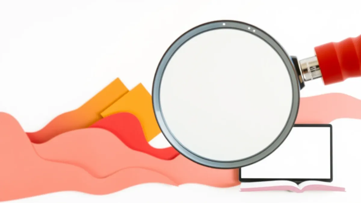 Illustration: A magnifying glass hovers over a digital photograph, revealing faint geometric patterns embedded in the pixels.