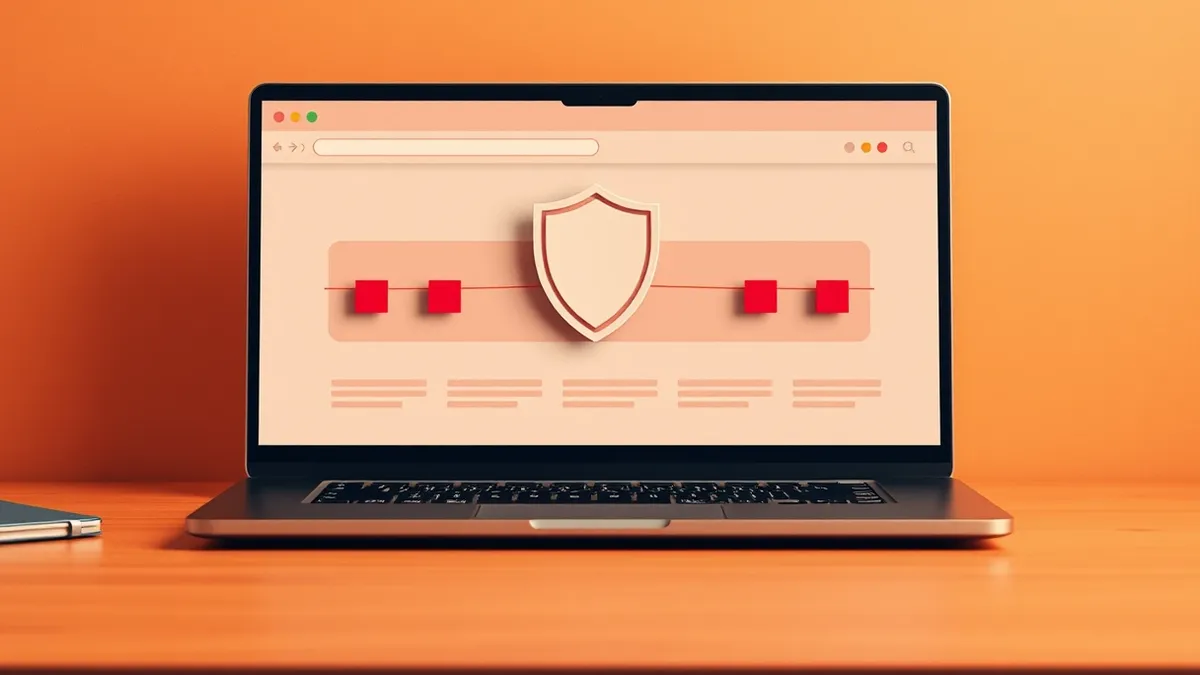 Illustration: A sleek laptop sits on a wooden desk, its screen displaying a web browser with multiple isolated tabs arranged in a neat row.