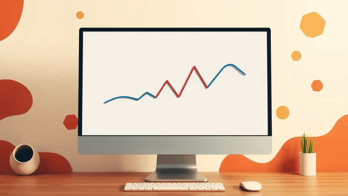 Illustration: A blank computer monitor displays a simple line graph.