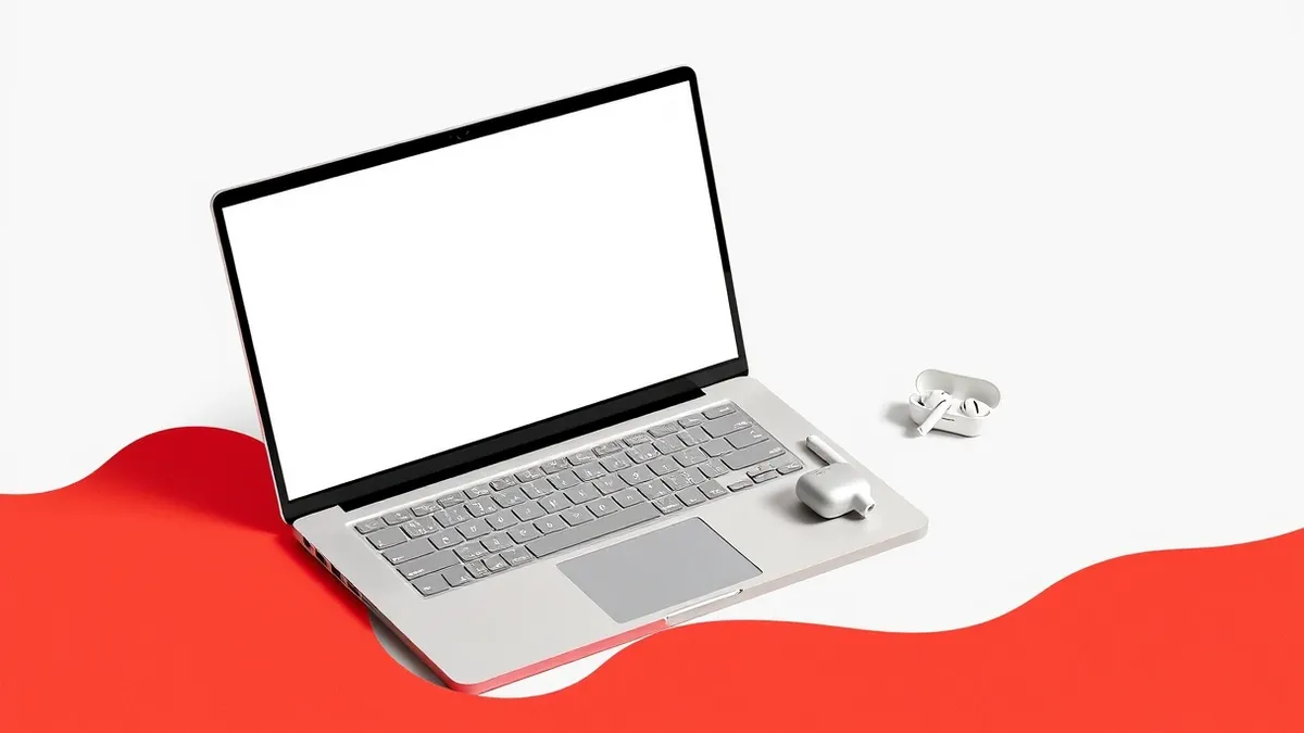 Illustration: A sleek silver laptop rests open on a clean white table, its screen reflecting soft ambient light.